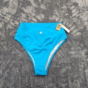 PINK victorias Secret Bikini Bottom Juniors  Medium Blue high waist V crossover